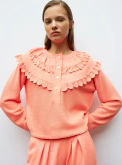 blouse en maille à maxi col