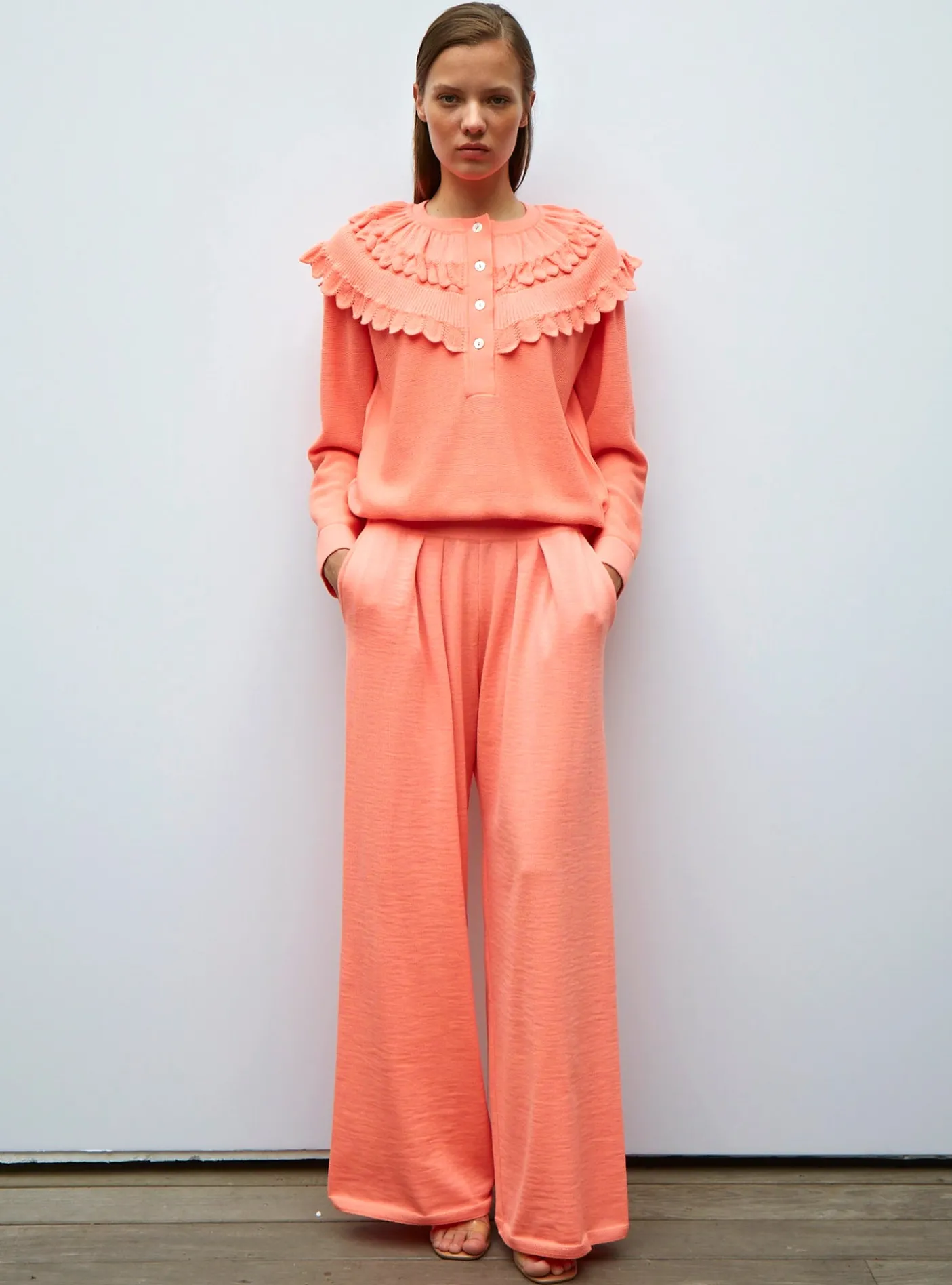 blouse en maille à maxi col