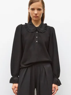 blouse en maille col dentelle