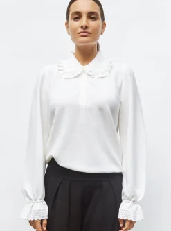 blouse en maille col dentelle