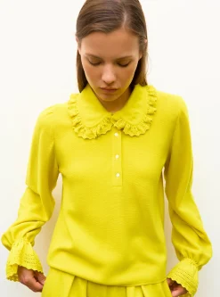 blouse en maille col dentelle
