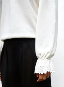 blouse en maille col dentelle