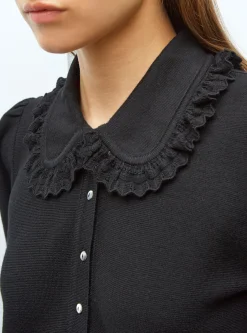 blouse en maille col dentelle