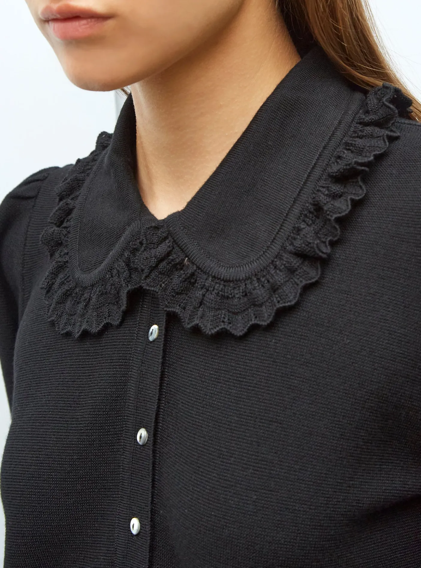 blouse en maille col dentelle