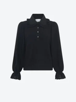 blouse en maille col dentelle