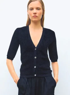 cardigan v maille smockée