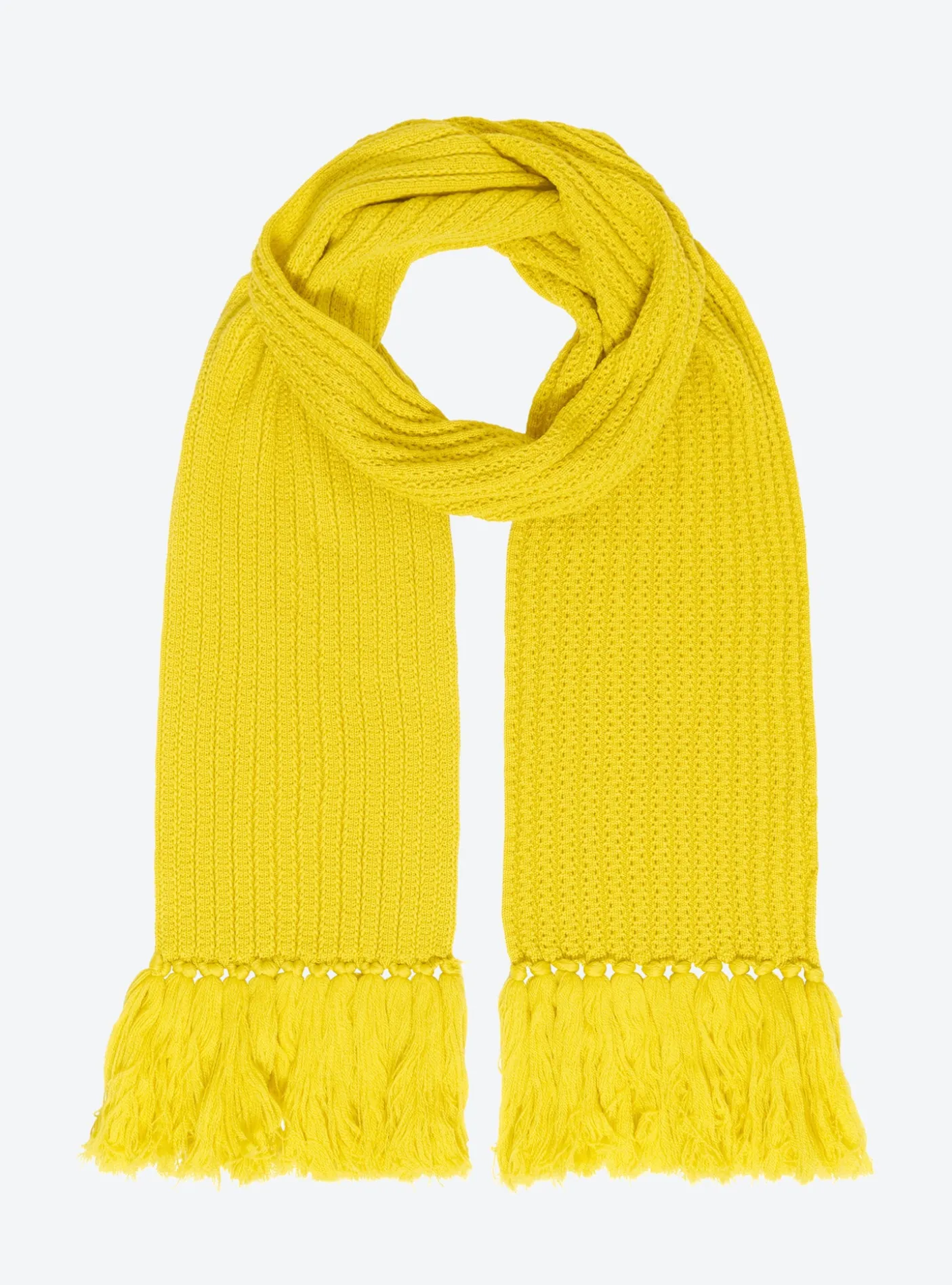 écharpe longue maille à franges