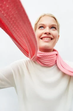 écharpe longue maille à franges