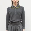 chemise en maille col volanté