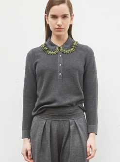 chemise en maille col volanté