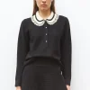 chemise en maille col volanté