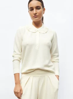 chemise en maille col volanté