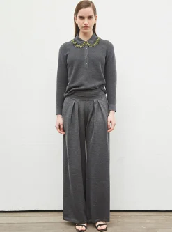 chemise en maille col volanté