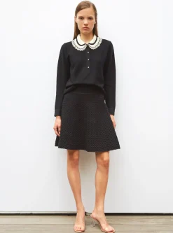 chemise en maille col volanté