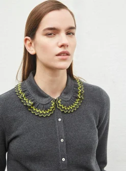 chemise en maille col volanté