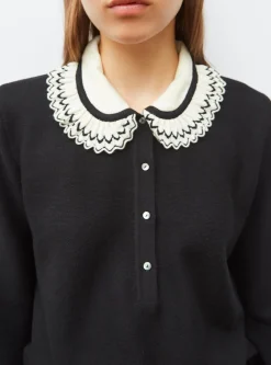 chemise en maille col volanté
