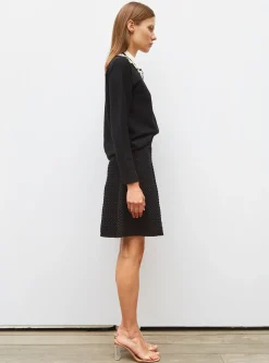 chemise en maille col volanté