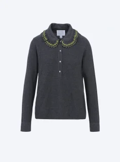 chemise en maille col volanté