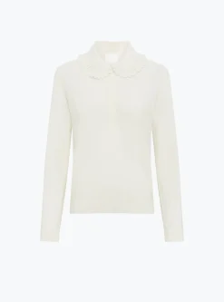 chemise en maille col volanté