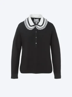 chemise en maille col volanté