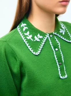 chemise maille brodée main
