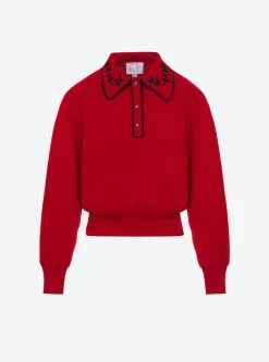 chemise maille brodée main