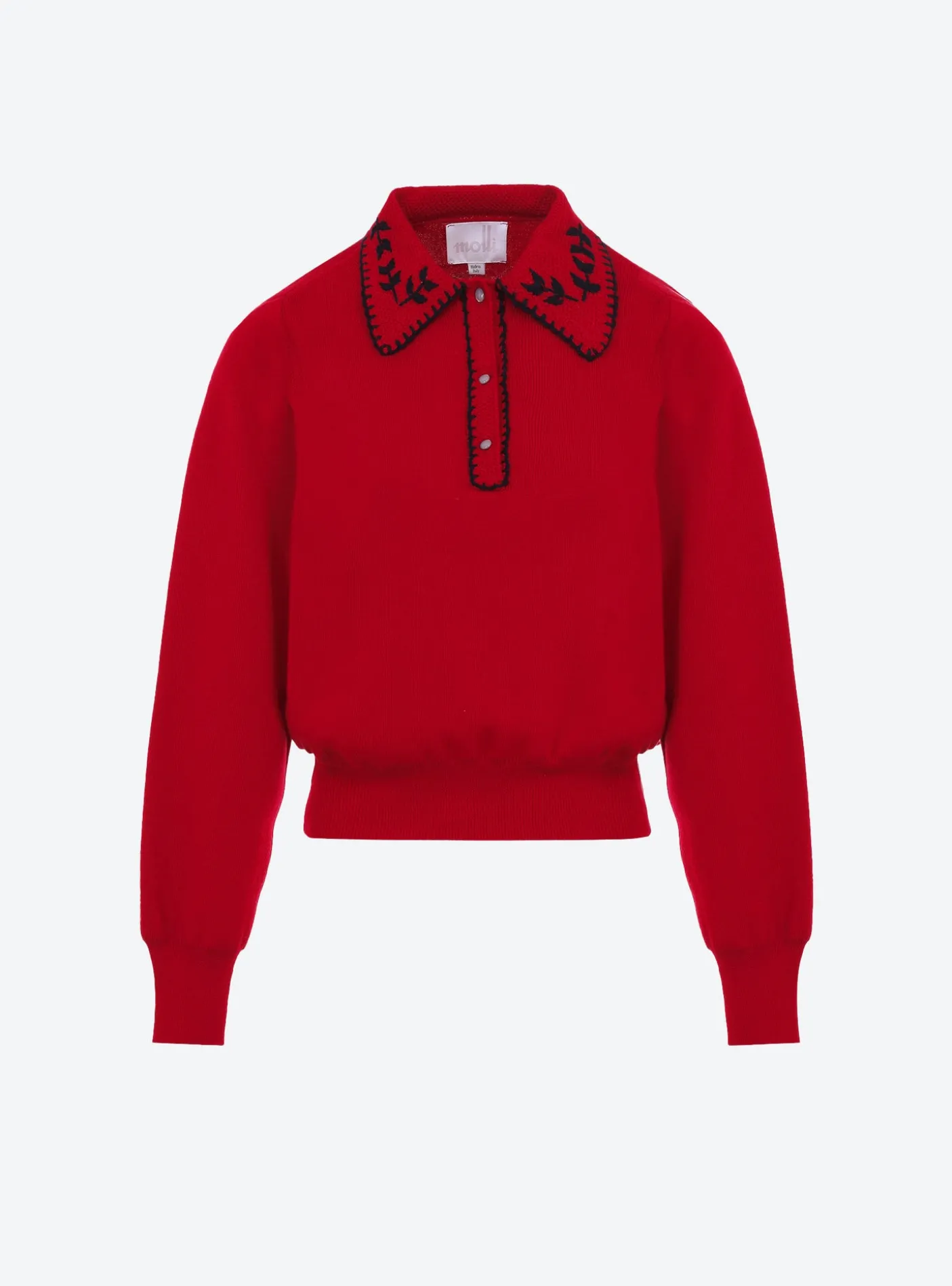 chemise maille brodée main