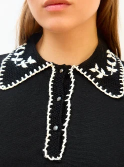 chemise maille brodée main