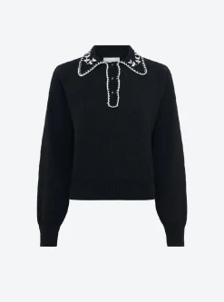 chemise maille brodée main