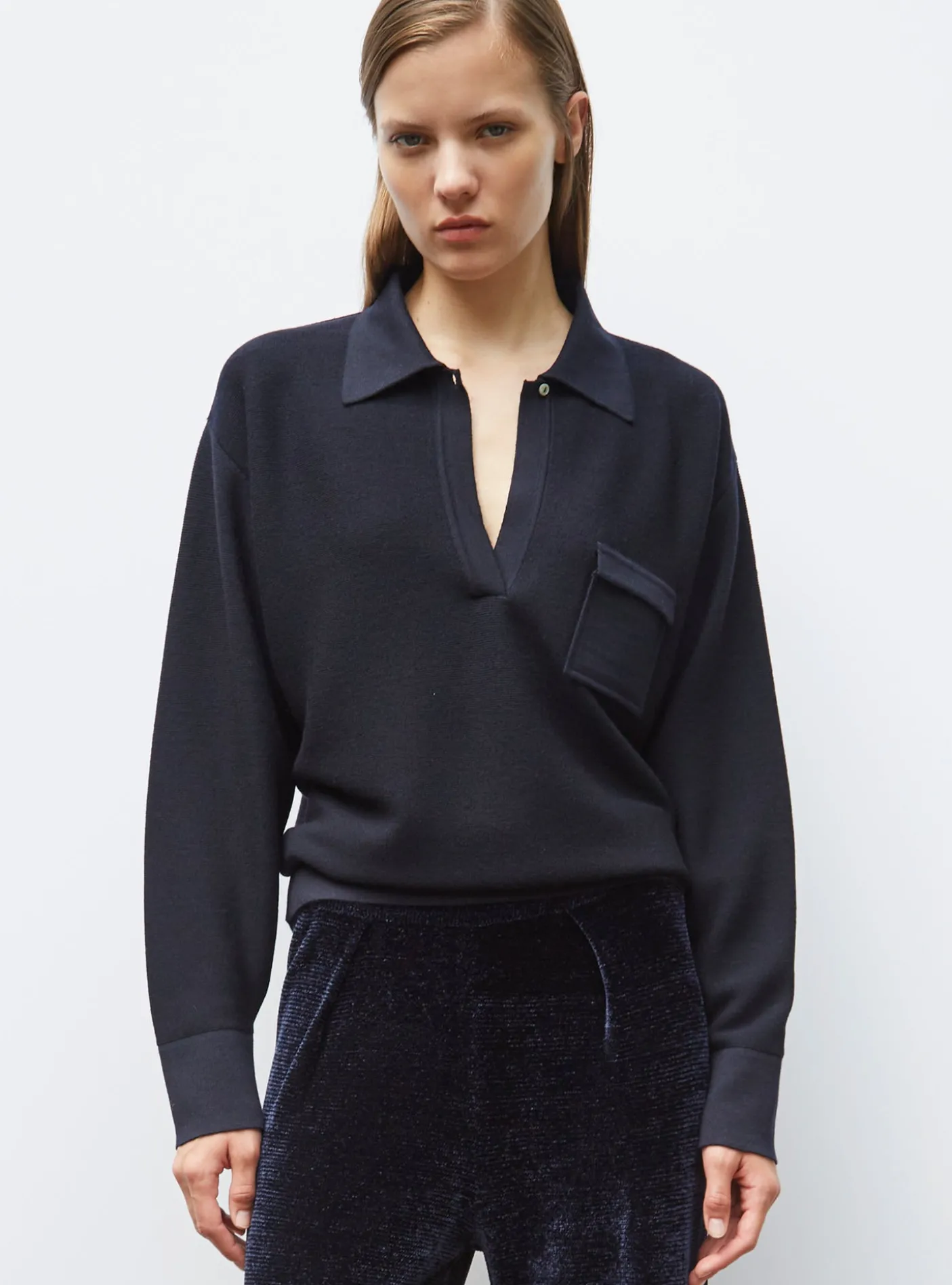 chemise maille col gansé