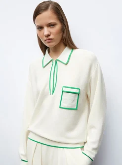 chemise maille col gansé