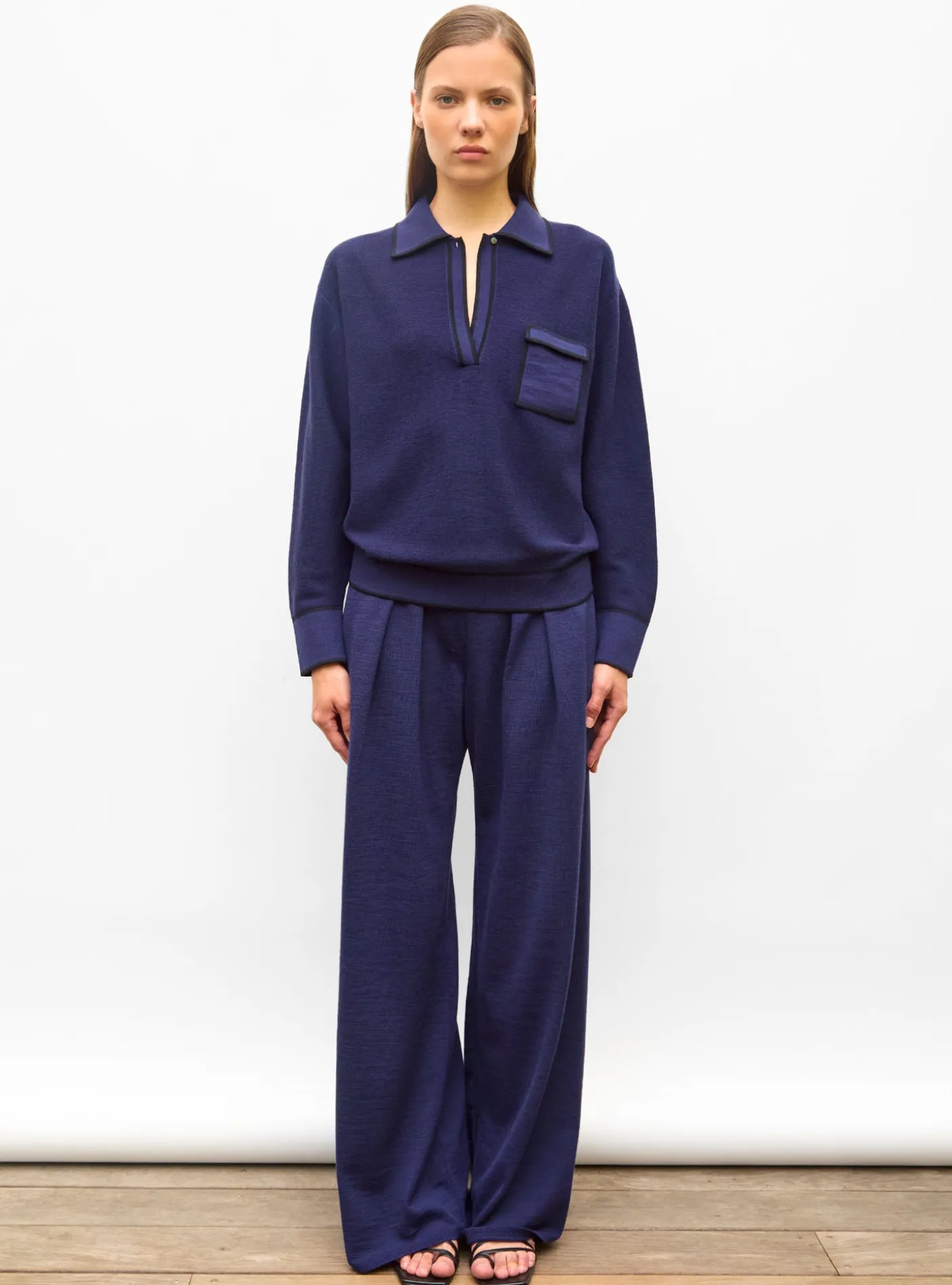 chemise maille col gansé