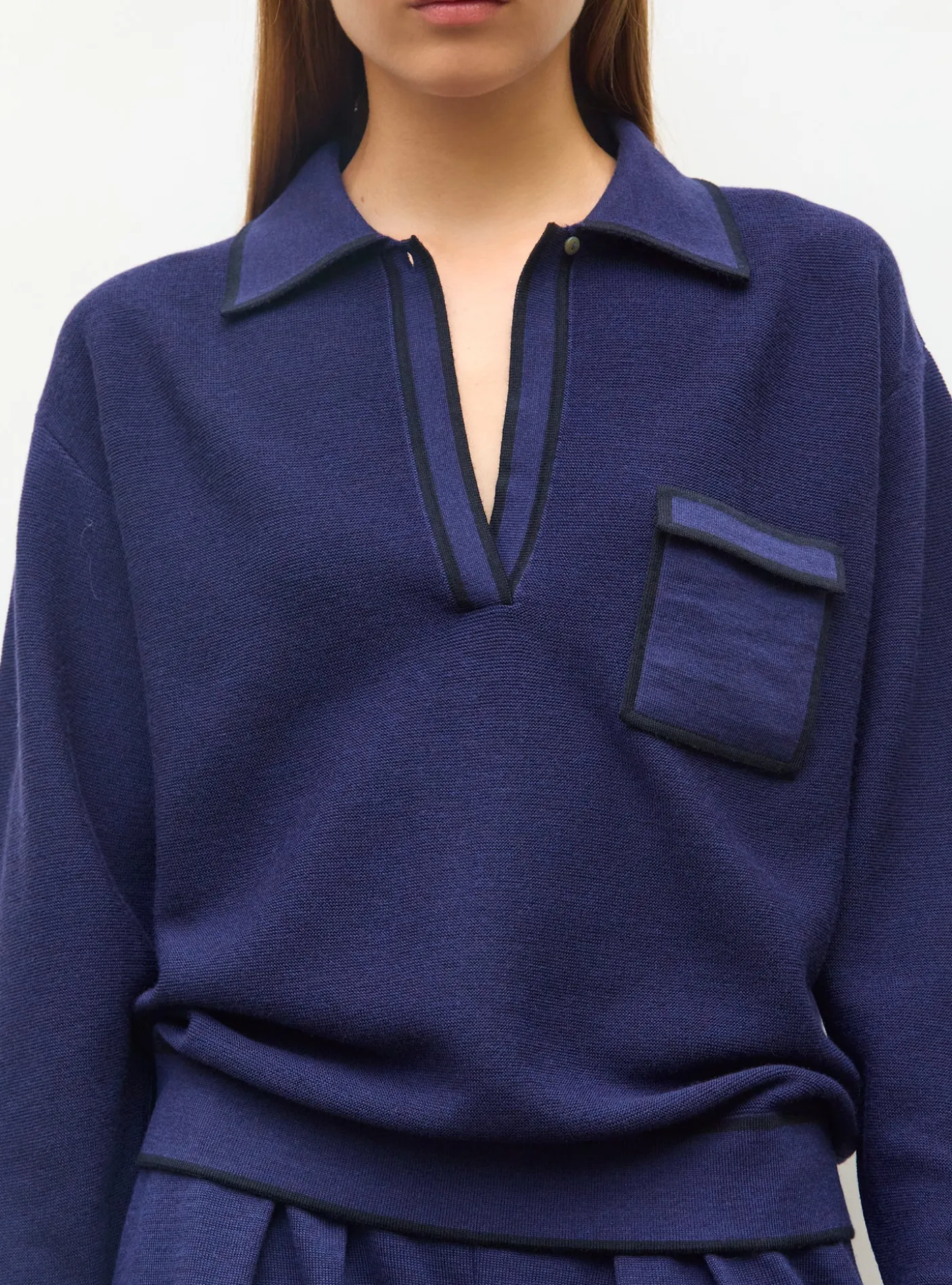 chemise maille col gansé