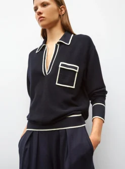 chemise maille col gansé