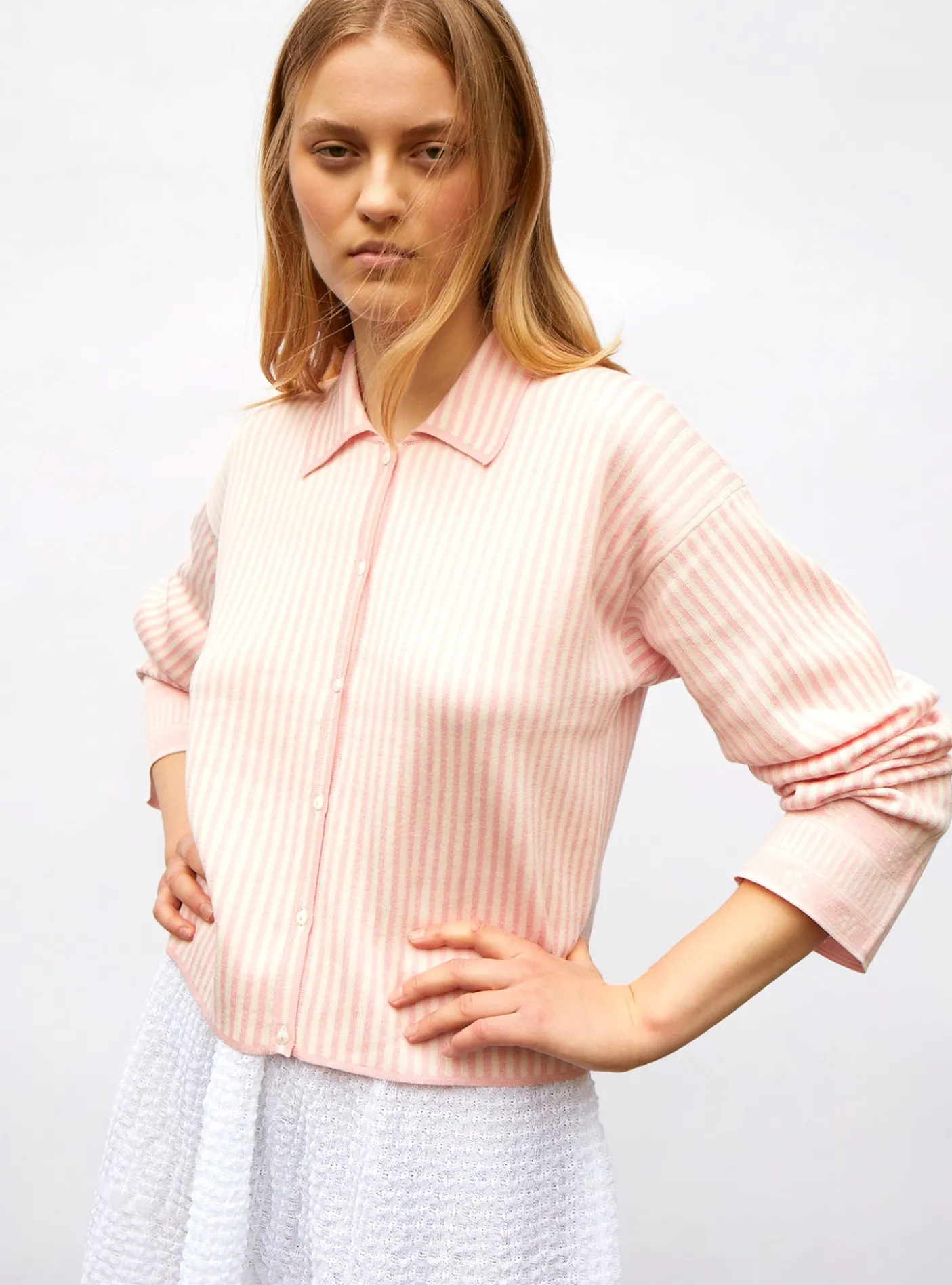 chemise maille fines rayures