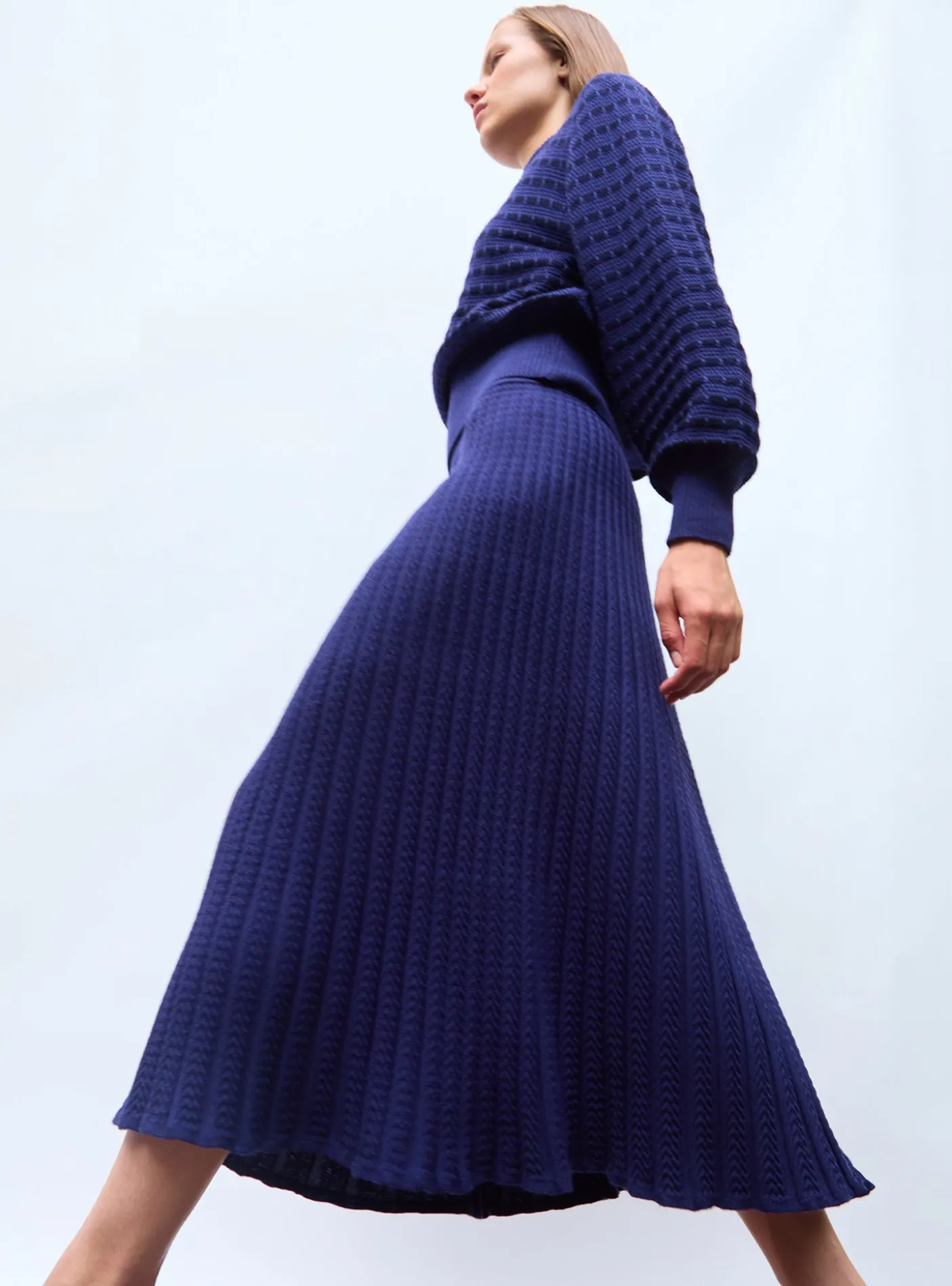 jupe fluide en maille plissée