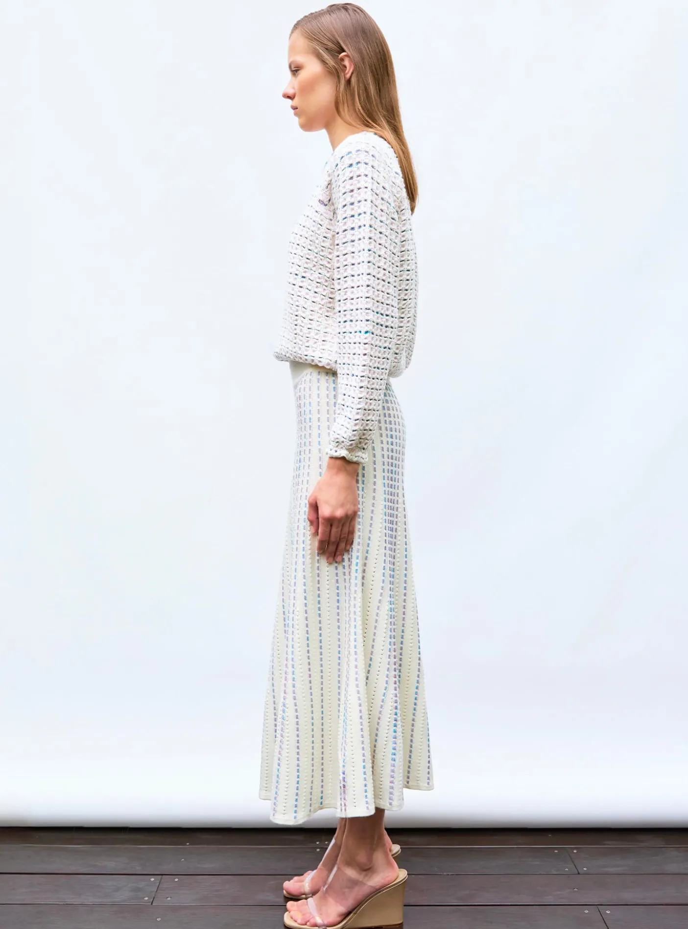 jupe longue maille bijou