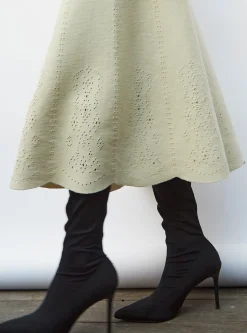 jupe longue maille broderie anglaise