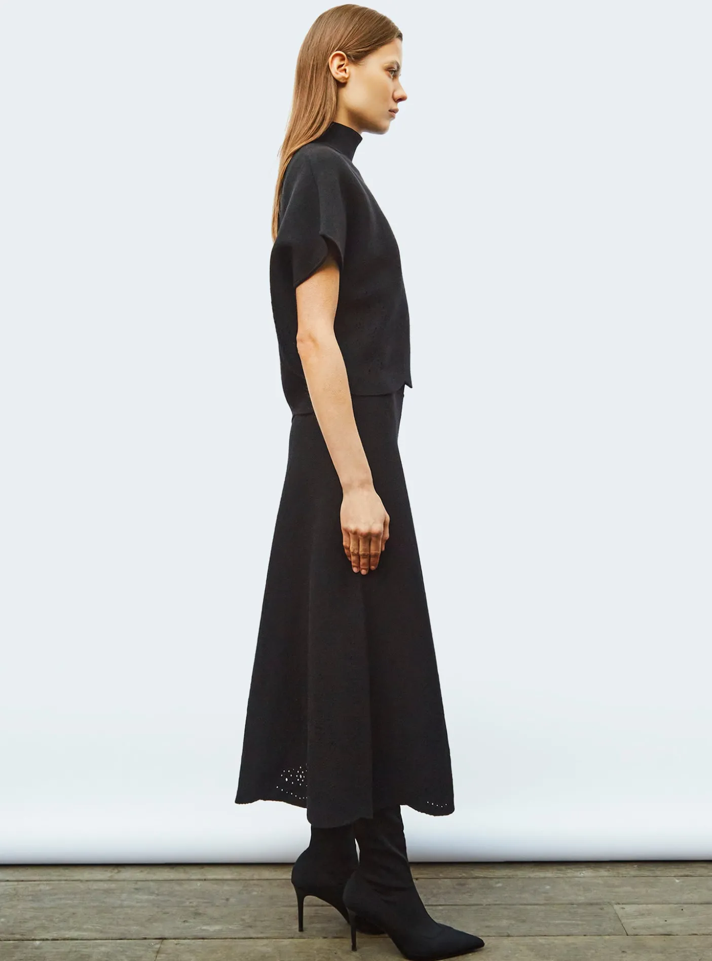 jupe longue maille broderie anglaise