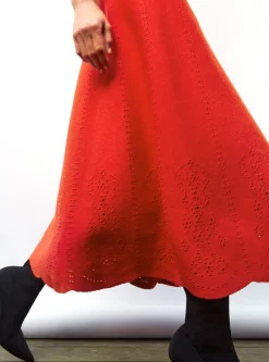 jupe longue maille broderie anglaise