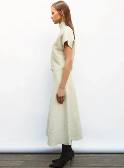 jupe longue maille broderie anglaise