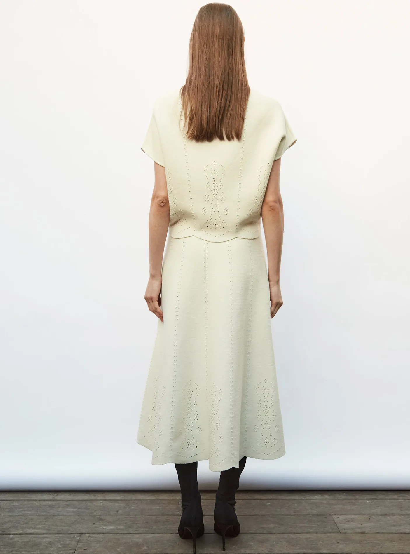 jupe longue maille broderie anglaise