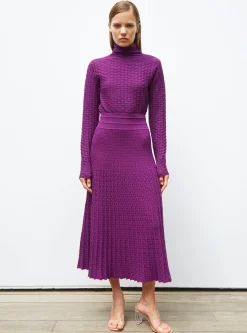 jupe longue maille cannage
