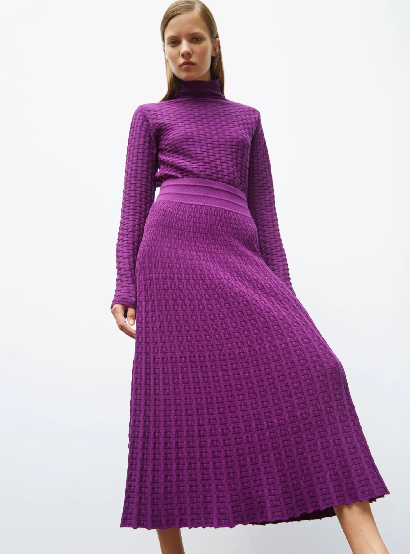 jupe longue maille cannage
