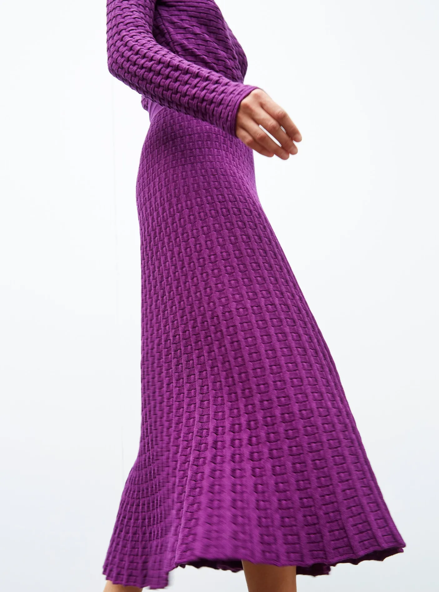 jupe longue maille cannage