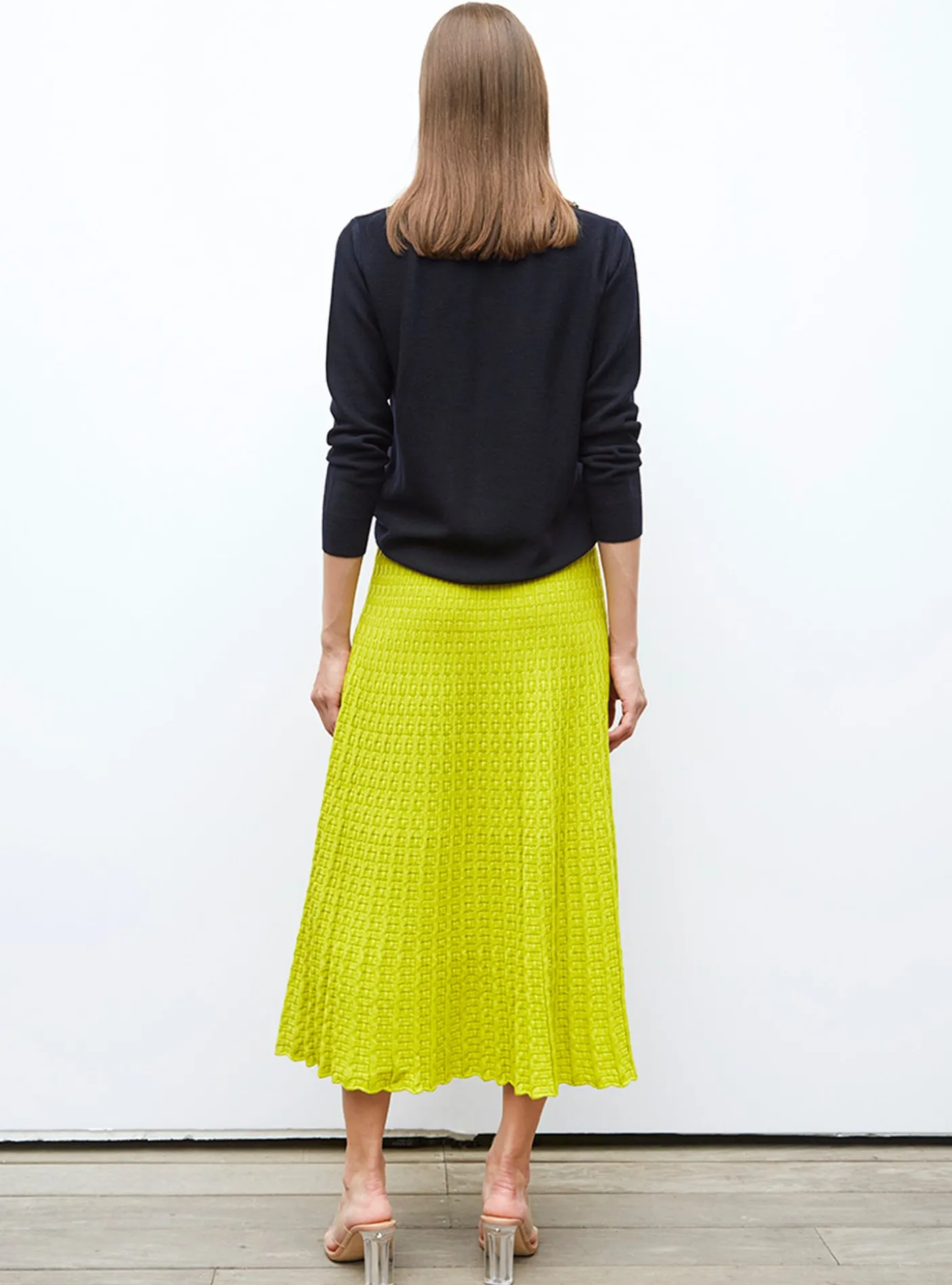 jupe longue maille cannage