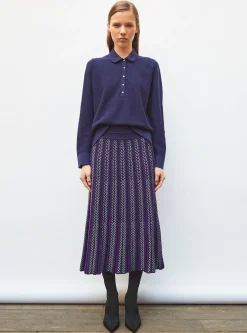 jupe longue maille chevrons