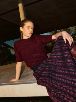 jupe longue maille chevrons