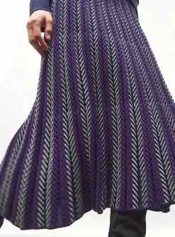 jupe longue maille chevrons