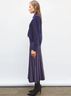 jupe longue maille chevrons